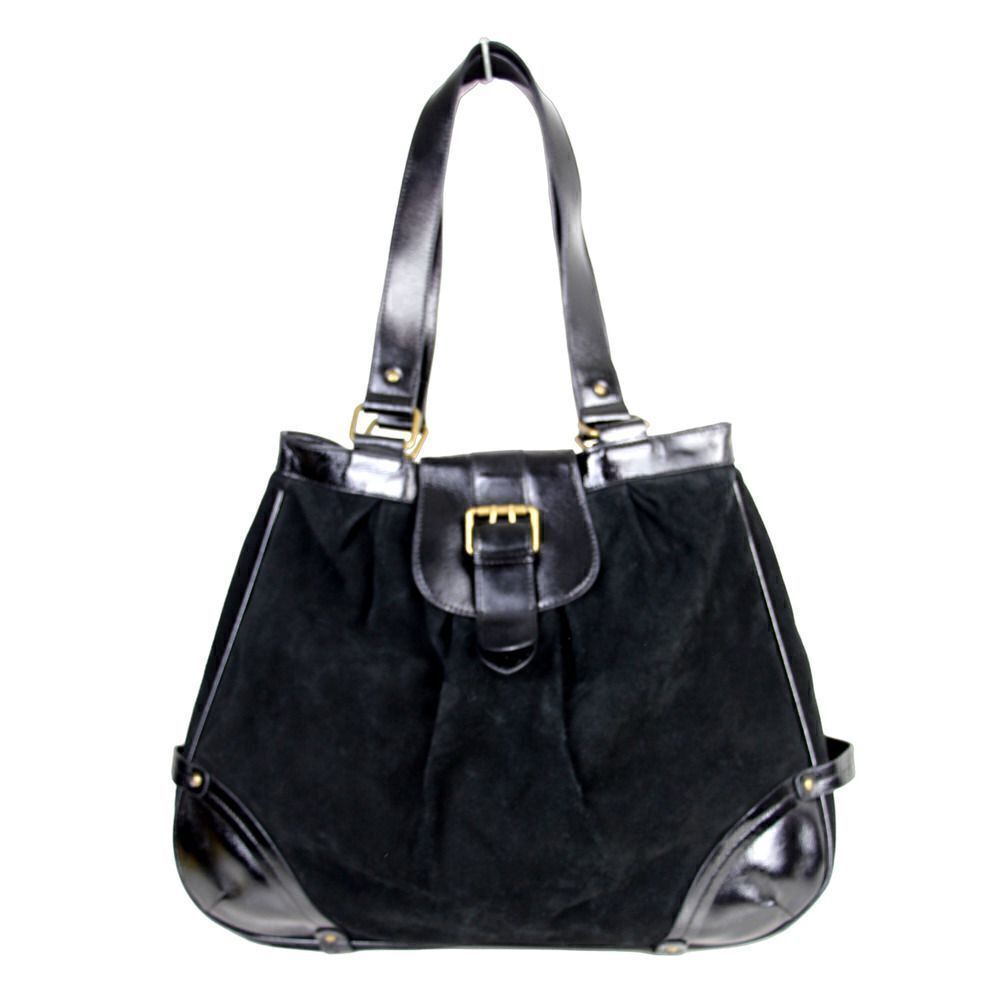 Timi & Leslie BLACK GENUINE LEATHER SUEDE BOHO TOTE SHOULDER BAG HANDBAG PURSE